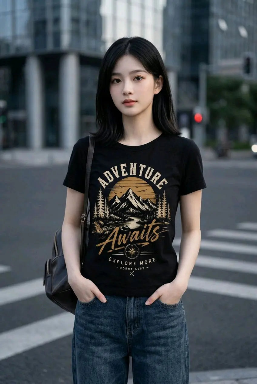 Adventure Awaits Explore More Worry Less T-Shirt TeeStation