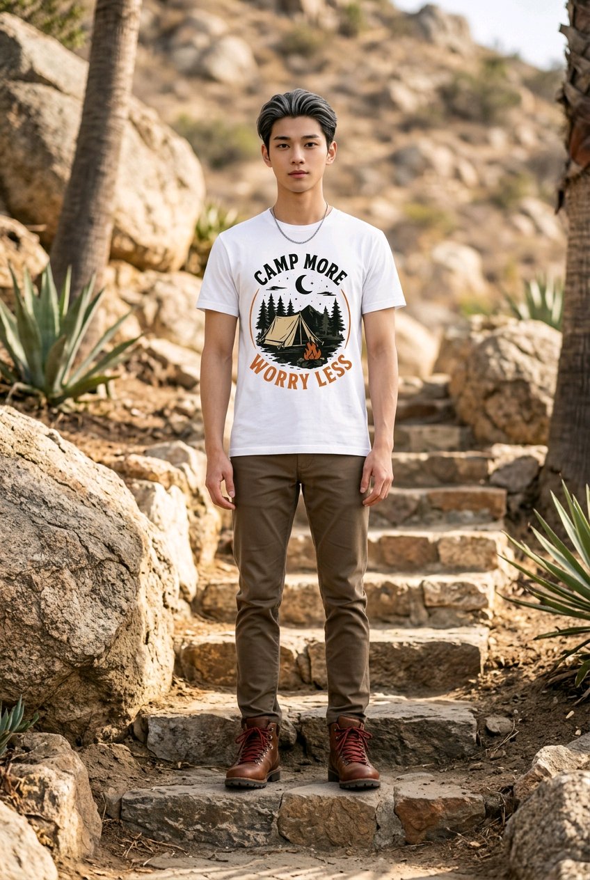 Camp More Worry Less T-Shirt TeeStation
