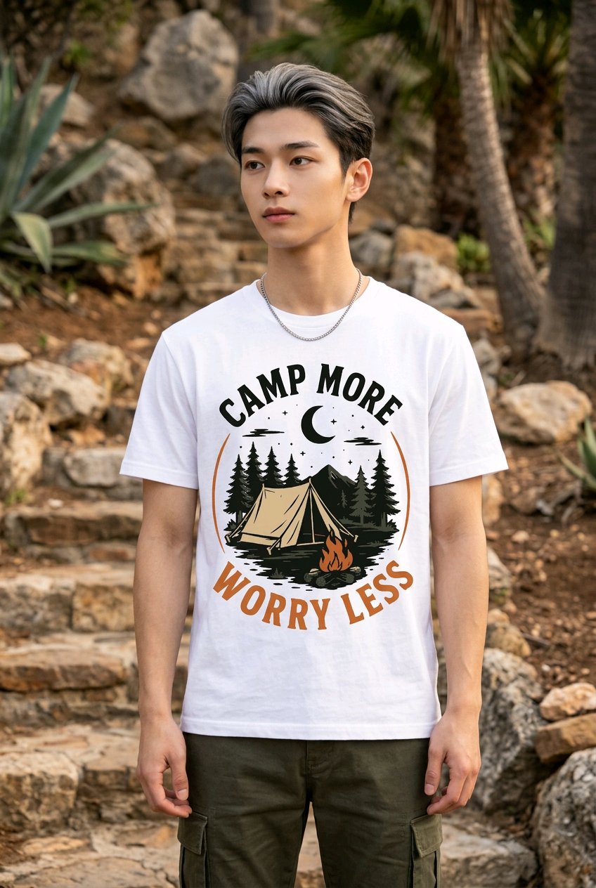 Camp More Worry Less T-Shirt TeeStation